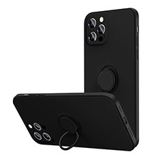 Funda Silicona Carcasa Ultrafina Goma con Magnetico Anillo de dedo Soporte N01 para Apple iPhone 12 Pro Max Negro