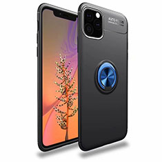 Funda Silicona Carcasa Ultrafina Goma con Magnetico Anillo de dedo Soporte para Apple iPhone 11 Pro Max Azul y Negro