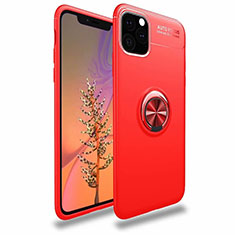 Funda Silicona Carcasa Ultrafina Goma con Magnetico Anillo de dedo Soporte para Apple iPhone 11 Pro Rojo