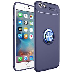 Funda Silicona Carcasa Ultrafina Goma con Magnetico Anillo de dedo Soporte para Apple iPhone 6 Plus Azul