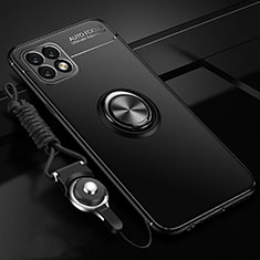 Funda Silicona Carcasa Ultrafina Goma con Magnetico Anillo de dedo Soporte para Huawei Enjoy 20 5G Negro