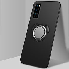 Funda Silicona Carcasa Ultrafina Goma con Magnetico Anillo de dedo Soporte para Huawei Enjoy 20 Pro 5G Negro