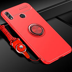 Funda Silicona Carcasa Ultrafina Goma con Magnetico Anillo de dedo Soporte para Huawei Honor 10 Lite Rojo