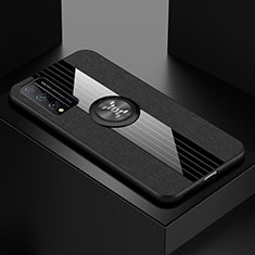Funda Silicona Carcasa Ultrafina Goma con Magnetico Anillo de dedo Soporte para Huawei Honor Play4T Pro Negro