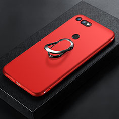 Funda Silicona Carcasa Ultrafina Goma con Magnetico Anillo de dedo Soporte para Huawei Honor V20 Rojo