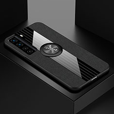 Funda Silicona Carcasa Ultrafina Goma con Magnetico Anillo de dedo Soporte para Huawei Nova 7 SE 5G Negro