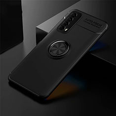 Funda Silicona Carcasa Ultrafina Goma con Magnetico Anillo de dedo Soporte para Huawei P Smart (2021) Negro