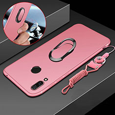Funda Silicona Carcasa Ultrafina Goma con Magnetico Anillo de dedo Soporte para Huawei P Smart+ Plus Rosa