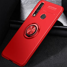 Funda Silicona Carcasa Ultrafina Goma con Magnetico Anillo de dedo Soporte para Huawei P30 Lite New Edition Rojo