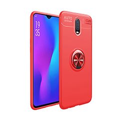 Funda Silicona Carcasa Ultrafina Goma con Magnetico Anillo de dedo Soporte para OnePlus 7 Rojo