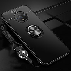 Funda Silicona Carcasa Ultrafina Goma con Magnetico Anillo de dedo Soporte para OnePlus 7T Negro