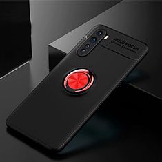 Funda Silicona Carcasa Ultrafina Goma con Magnetico Anillo de dedo Soporte para OnePlus Nord Rojo y Negro