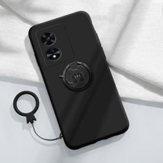 Funda Silicona Carcasa Ultrafina Goma con Magnetico Anillo de dedo Soporte para Oppo A1 5G Negro