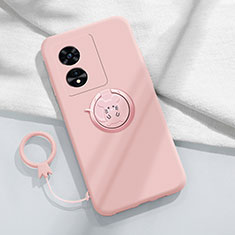 Funda Silicona Carcasa Ultrafina Goma con Magnetico Anillo de dedo Soporte para Oppo A1 5G Rosa