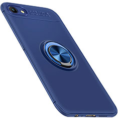 Funda Silicona Carcasa Ultrafina Goma con Magnetico Anillo de dedo Soporte para Oppo A3 Azul