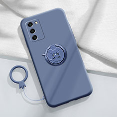 Funda Silicona Carcasa Ultrafina Goma con Magnetico Anillo de dedo Soporte para Oppo A55 5G Gris Lavanda