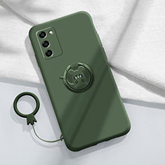 Funda Silicona Carcasa Ultrafina Goma con Magnetico Anillo de dedo Soporte para Oppo A55 5G Verde Noche