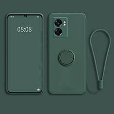 Funda Silicona Carcasa Ultrafina Goma con Magnetico Anillo de dedo Soporte para Oppo A56S 5G Verde