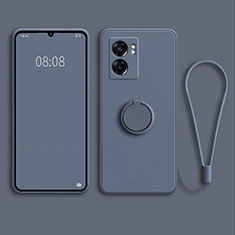 Funda Silicona Carcasa Ultrafina Goma con Magnetico Anillo de dedo Soporte para Oppo A57 5G Gris Lavanda