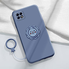 Funda Silicona Carcasa Ultrafina Goma con Magnetico Anillo de dedo Soporte para Oppo A72 5G Gris Lavanda