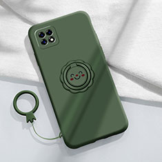 Funda Silicona Carcasa Ultrafina Goma con Magnetico Anillo de dedo Soporte para Oppo A72 5G Verde