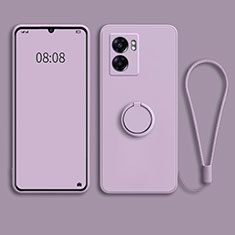 Funda Silicona Carcasa Ultrafina Goma con Magnetico Anillo de dedo Soporte para Oppo A77 5G Purpura Claro