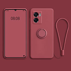 Funda Silicona Carcasa Ultrafina Goma con Magnetico Anillo de dedo Soporte para Oppo A77 5G Rojo