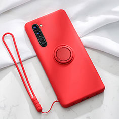 Funda Silicona Carcasa Ultrafina Goma con Magnetico Anillo de dedo Soporte para Oppo K7 5G Rojo