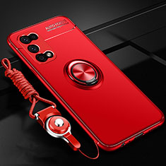 Funda Silicona Carcasa Ultrafina Goma con Magnetico Anillo de dedo Soporte para Oppo K7x 5G Rojo