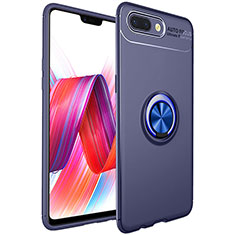 Funda Silicona Carcasa Ultrafina Goma con Magnetico Anillo de dedo Soporte para Oppo R15X Azul