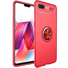 Funda Silicona Carcasa Ultrafina Goma con Magnetico Anillo de dedo Soporte para Oppo R17 Neo Rojo