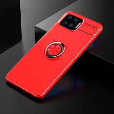 Funda Silicona Carcasa Ultrafina Goma con Magnetico Anillo de dedo Soporte para Oppo Reno4 F Rojo