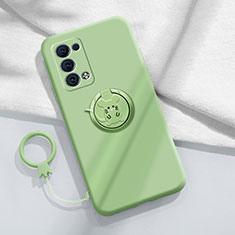 Funda Silicona Carcasa Ultrafina Goma con Magnetico Anillo de dedo Soporte para Oppo Reno6 Pro 5G Menta Verde