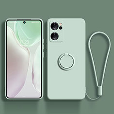 Funda Silicona Carcasa Ultrafina Goma con Magnetico Anillo de dedo Soporte para Oppo Reno7 SE 5G Menta Verde