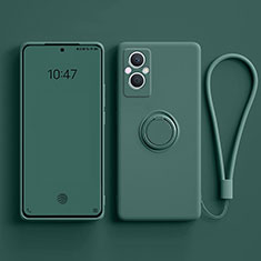 Funda Silicona Carcasa Ultrafina Goma con Magnetico Anillo de dedo Soporte para Oppo Reno8 Z 5G Verde Noche