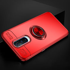 Funda Silicona Carcasa Ultrafina Goma con Magnetico Anillo de dedo Soporte para Oppo RX17 Pro Rojo