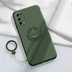 Funda Silicona Carcasa Ultrafina Goma con Magnetico Anillo de dedo Soporte para Realme X7 5G Verde Noche