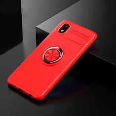 Funda Silicona Carcasa Ultrafina Goma con Magnetico Anillo de dedo Soporte para Samsung Galaxy A01 Core Rojo