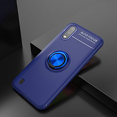Funda Silicona Carcasa Ultrafina Goma con Magnetico Anillo de dedo Soporte para Samsung Galaxy A01 SM-A015 Azul