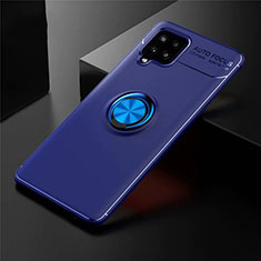 Funda Silicona Carcasa Ultrafina Goma con Magnetico Anillo de dedo Soporte para Samsung Galaxy A42 5G Azul