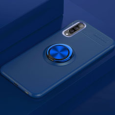 Funda Silicona Carcasa Ultrafina Goma con Magnetico Anillo de dedo Soporte para Samsung Galaxy A70S Azul
