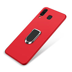 Funda Silicona Carcasa Ultrafina Goma con Magnetico Anillo de dedo Soporte para Samsung Galaxy A8 Star Rojo