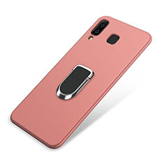 Funda Silicona Carcasa Ultrafina Goma con Magnetico Anillo de dedo Soporte para Samsung Galaxy A8 Star Rosa