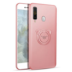 Funda Silicona Carcasa Ultrafina Goma con Magnetico Anillo de dedo Soporte para Samsung Galaxy A8s SM-G8870 Oro Rosa