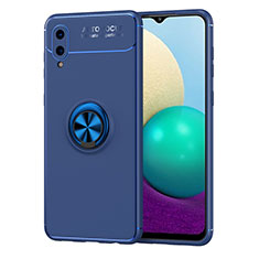 Funda Silicona Carcasa Ultrafina Goma con Magnetico Anillo de dedo Soporte para Samsung Galaxy M02 Azul