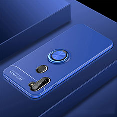 Funda Silicona Carcasa Ultrafina Goma con Magnetico Anillo de dedo Soporte para Samsung Galaxy M11 Azul