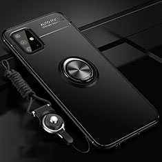 Funda Silicona Carcasa Ultrafina Goma con Magnetico Anillo de dedo Soporte para Samsung Galaxy M40S Negro