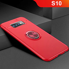 Funda Silicona Carcasa Ultrafina Goma con Magnetico Anillo de dedo Soporte para Samsung Galaxy S10 5G Rojo