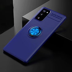Funda Silicona Carcasa Ultrafina Goma con Magnetico Anillo de dedo Soporte para Samsung Galaxy S20 FE 4G Azul