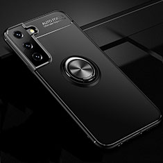 Funda Silicona Carcasa Ultrafina Goma con Magnetico Anillo de dedo Soporte para Samsung Galaxy S21 Plus 5G Negro